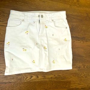 White Flower Jean Skirt
